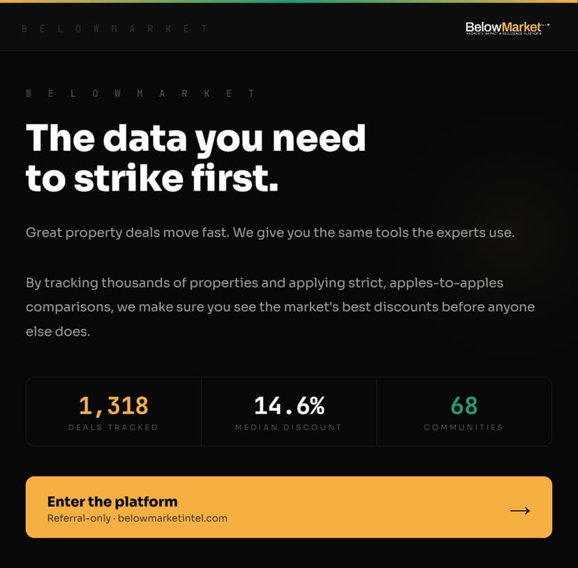 BelowMarket explainer card